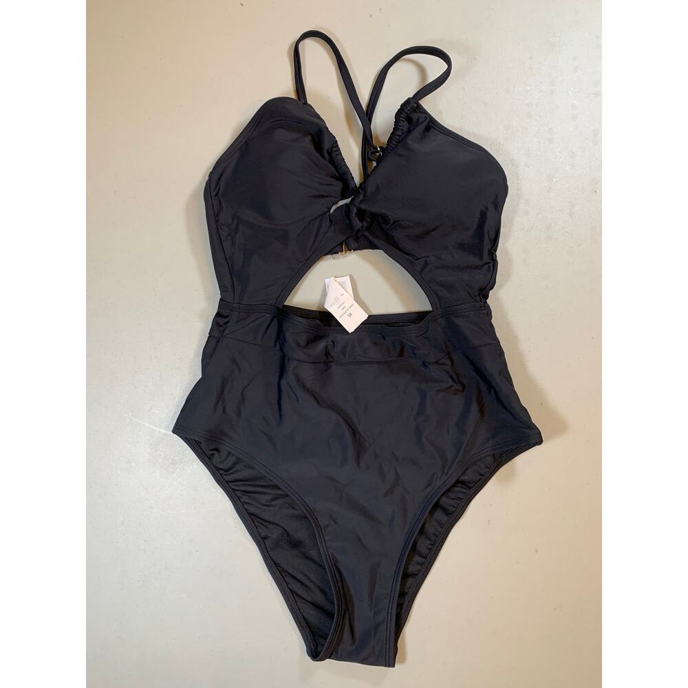 NWT Cupshe Black Cutout Twist Front One Piece Bathing Suit Size XS